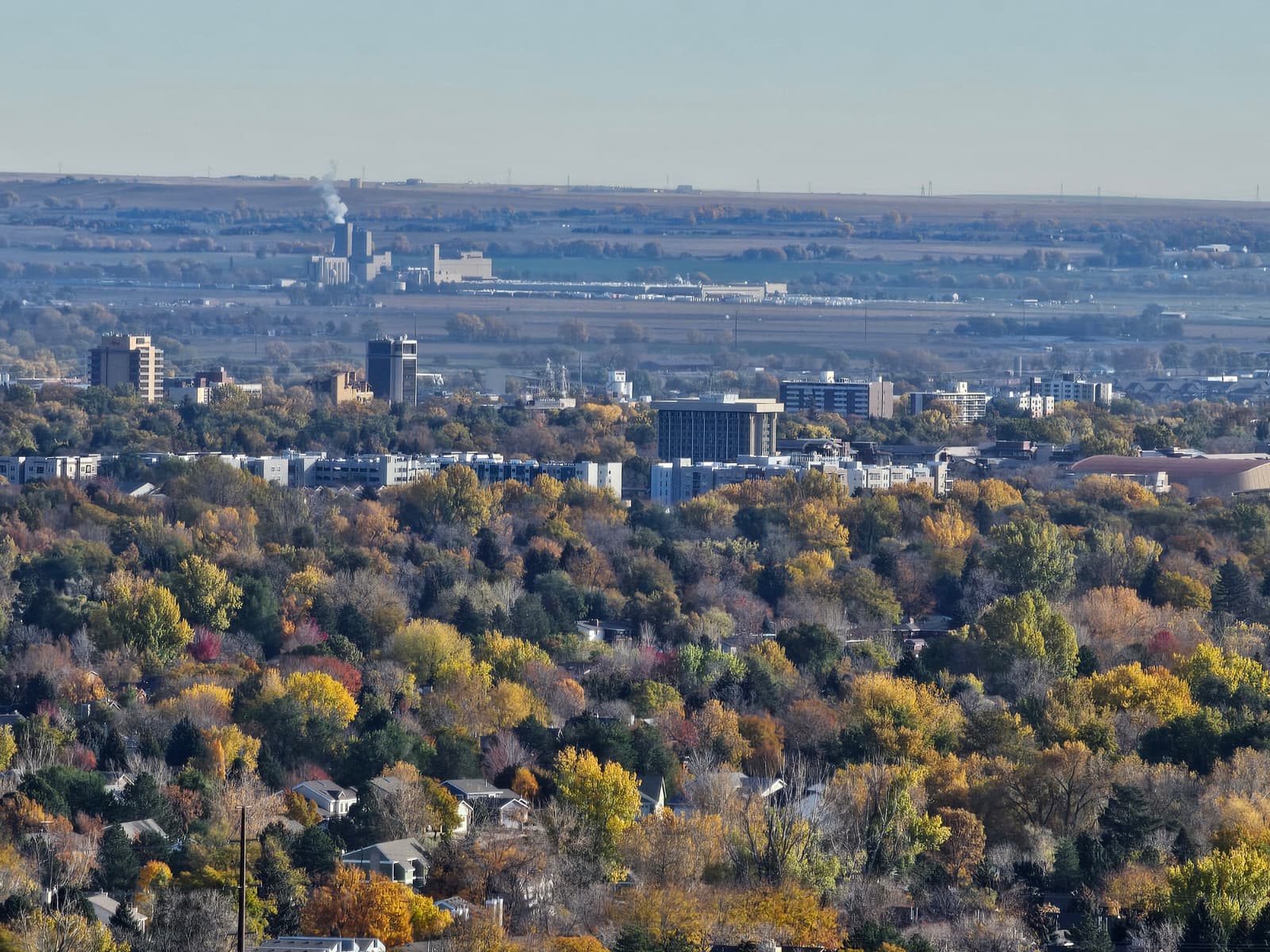 Aerial photo of Fort Collins from Horsetooth Reservoir