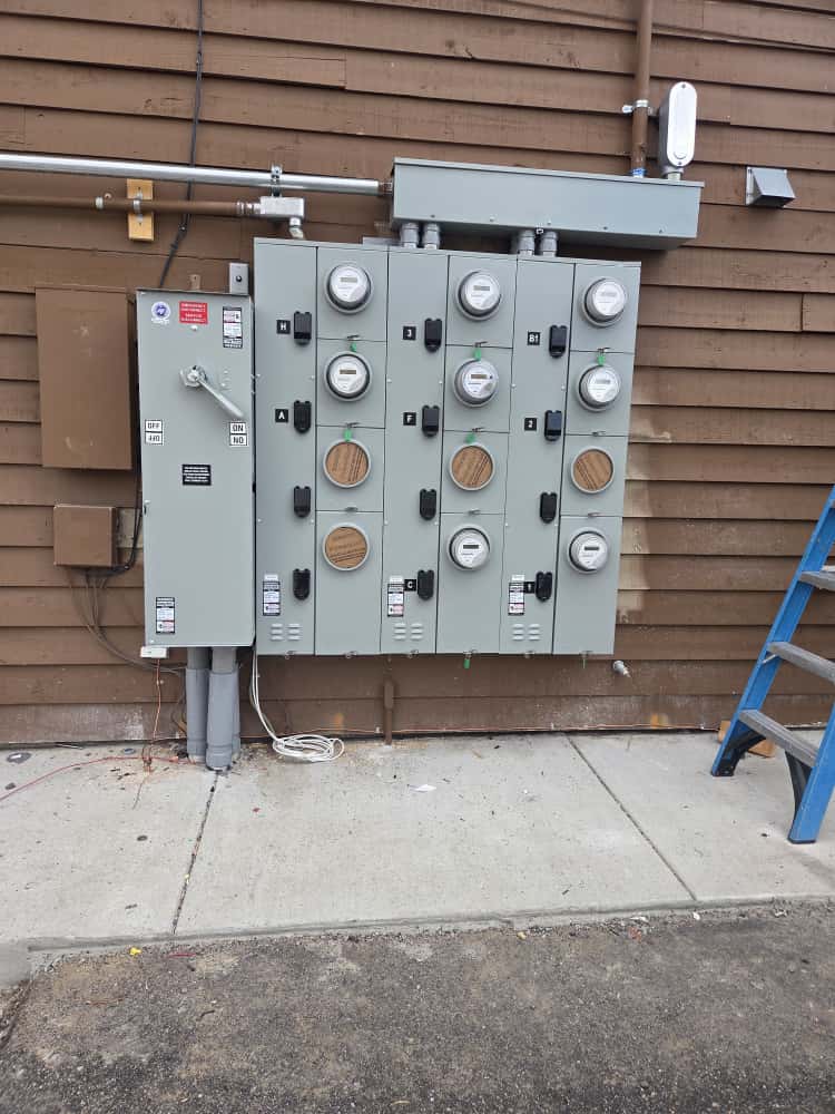 Meter stack on a building in Northern Colorado